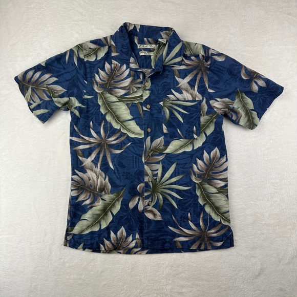 batik bay Other - Batik Bay Button Up Mens Relaxed S Blue Tropical Silk Camp Shirt 100% Silk